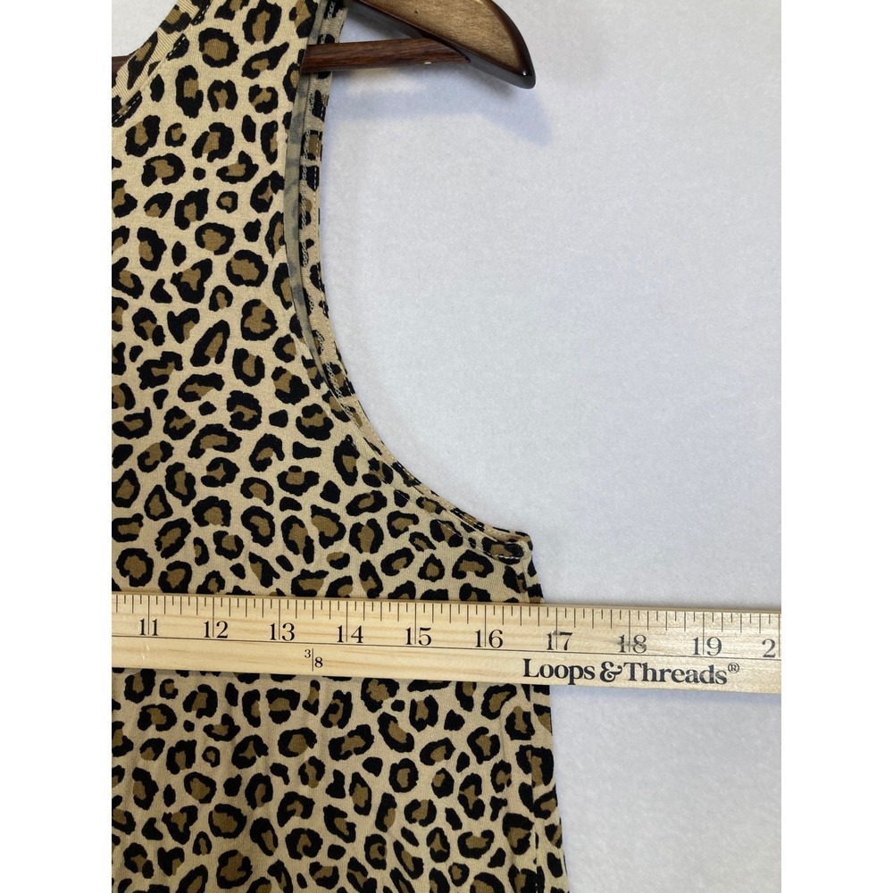 Old Navy Luxe Tank Top Womens Small Brown Leopard Print High Neck Sleeveless - Picture 6 of 9